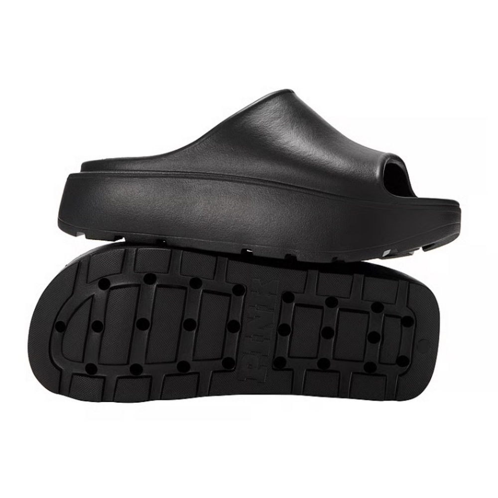 Victoria's Secret Black Platform Slide Sandals